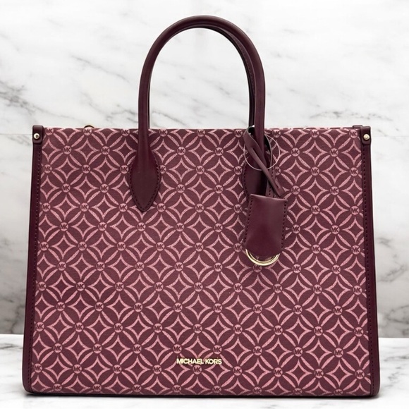 Michael Kors Medium Mirella Tote Bag - Ox Blood Multi - Picture 1 of 10